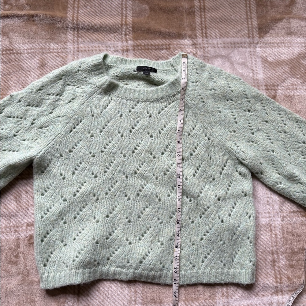 J. Crew pointelle crewneck heather honeydew Light Green Women's Sweater